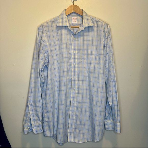 Brooks Brothers 346 Regular Fit All Cotton Blue Button Plaid Shirt 17-6/7 - Picture 3 of 8